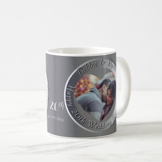 10、20、25、70周年記念結婚写真オフ コーヒーマグカップ (正面右)