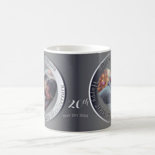 10、20、25、70周年記念結婚写真オフ コーヒーマグカップ (中央)
