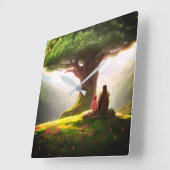 10.75インチ角型アクリル製壁時計 スクエア壁時計 (傾斜)