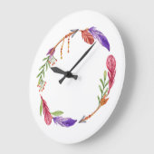 10.75" Boho Patterned Round Acrylic Wall Clock ラージ壁時計 (傾斜)