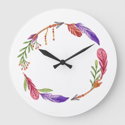 10.75" Boho Patterned Round Acrylic Wall Clock ラージ壁時計 (正面)