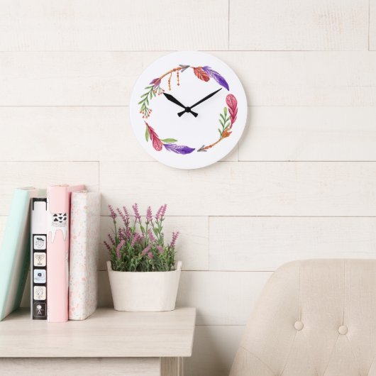 10.75" Boho Patterned Round Acrylic Wall Clock ラージ壁時計 (読書スペース)