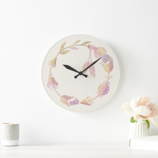 10.75" Boho Patterned Round Acrylic Wall Clock ラージ壁時計 (ホーム)