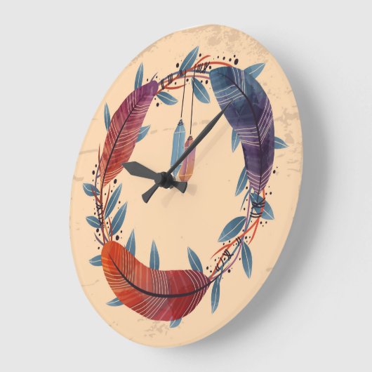 10.75" Boho Patterned Round Acrylic Wall Clock ラージ壁時計 (傾斜)