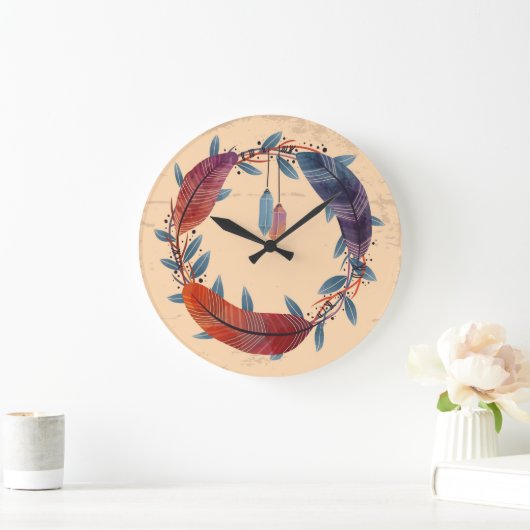 10.75" Boho Patterned Round Acrylic Wall Clock ラージ壁時計 (ホーム)