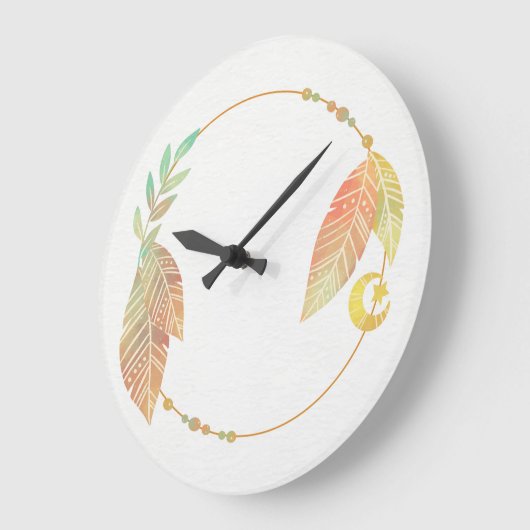 10.75" Boho Patterned Round Acrylic Wall Clock ラージ壁時計 (傾斜)