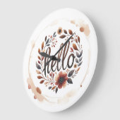 10.75" 'Hello' Boho Round Acrylic Wall Clock  ラージ壁時計 (傾斜)