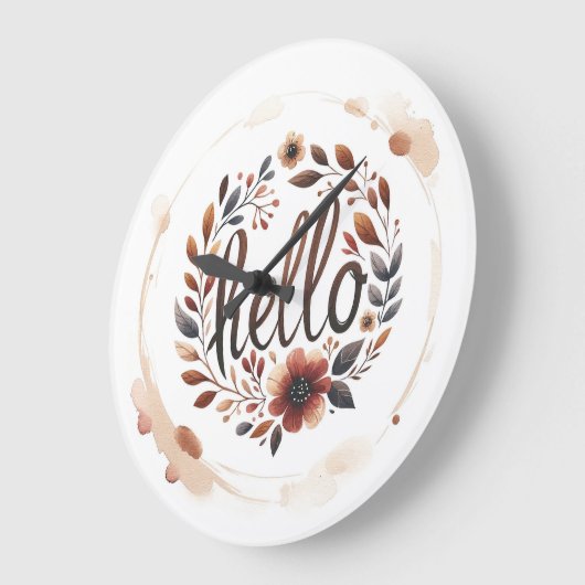10.75" 'Hello' Boho Round Acrylic Wall Clock  ラージ壁時計 (傾斜)
