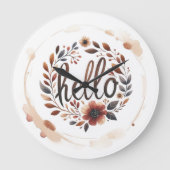 10.75" 'Hello' Boho Round Acrylic Wall Clock  ラージ壁時計 (正面)