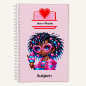 10 African American Girl Writing Supplies Students ノートブック (正面)