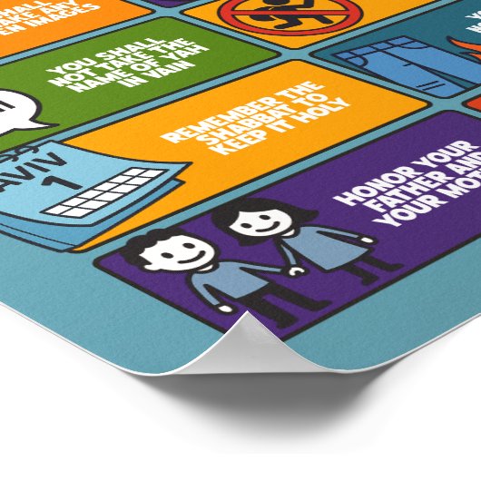 10 Commandments Poster – Biblical Wall Art Yahawah ポスター (角)