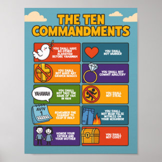 10 Commandments Poster – Biblical Wall Art Yahawah ポスター
