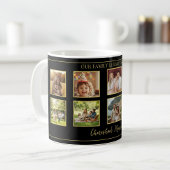 10 Family Photo Collage Elegant Black and Gold Mug コーヒーマグカップ