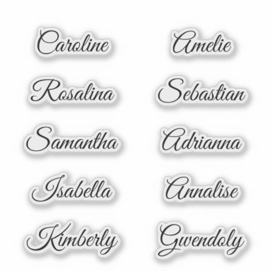 10 Guest first names Calligraphy Elegant script シール (正面)