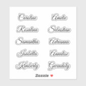 10 Guest first names Calligraphy Elegant script シール (シート)