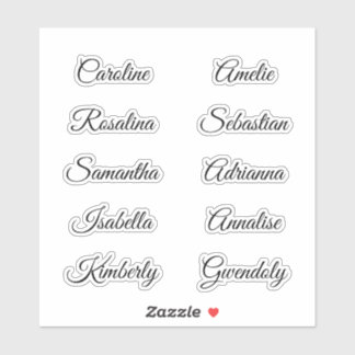 10 Guest first names Calligraphy Elegant script シール