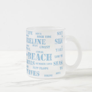 10 oz frosted mug in beach text フロストグラスマグカップ