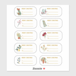 10 pcフローラと金ゴールドクリスマスギフトラベルシール シール