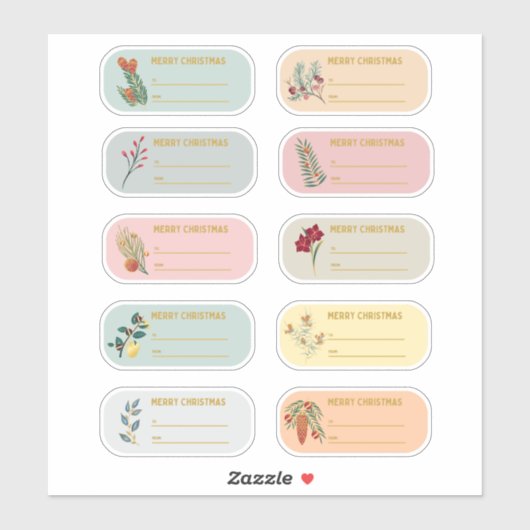 10 pcフローラと金ゴールドクリスマスギフトラベルシール シール (シート)