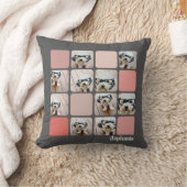 10 Photo Collage – スクリプト名を持つカラフル・グリッド クッション (ブランケット)