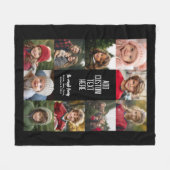 10 Photo Collage 縁ど – 中央の白い文字 フリースブランケット (正面(横))