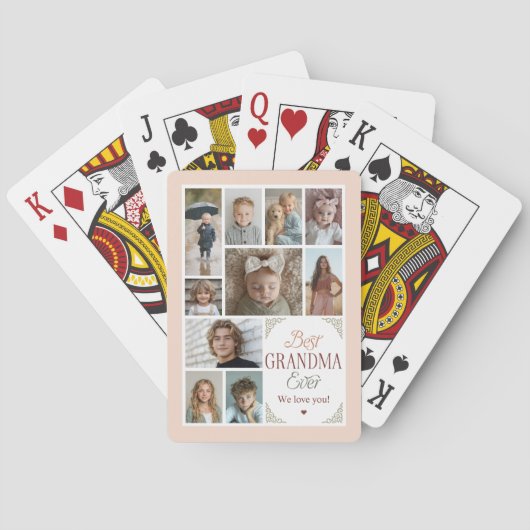10 Photo Collage Best Grandma Ever トランプ (裏面)