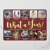 10 Photo Collage Burgundyなんと1年！スクリプト 箔シーズンカード (正面)