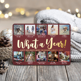 10 Photo Collage Burgundyなんと1年！スクリプト 箔シーズンカード