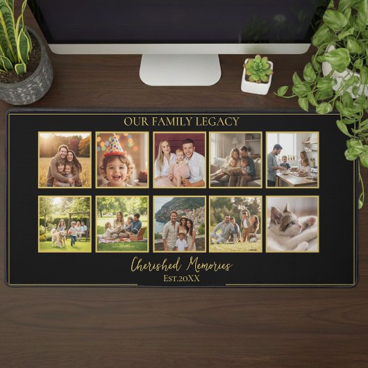 10 Photo Collage Family Name Minimalist Desk Mat デスクマット
