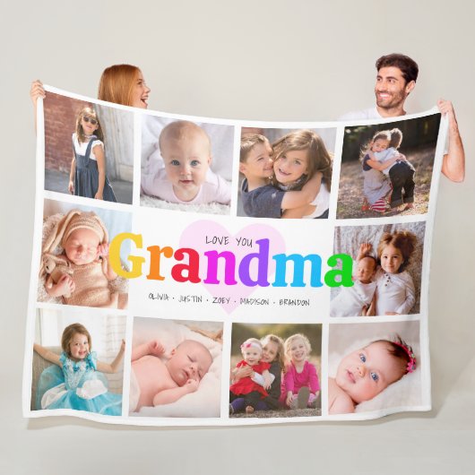 10 Photo Collage Love You カラフル Granda モダン フリースブランケット (インサイチュ)