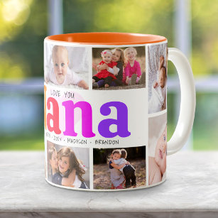 10 Photo Collage Love You Nana 数々の-colored はっきりした ツートーンマグカップ
