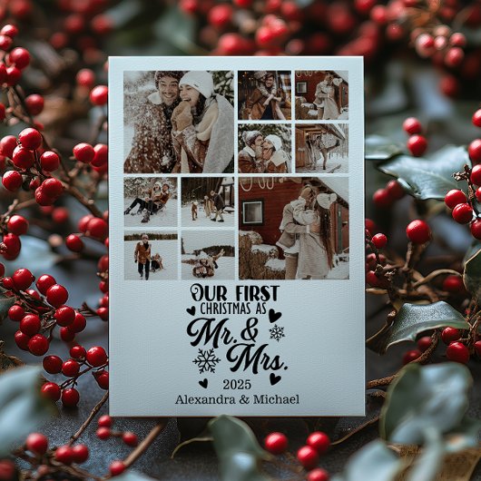10 Photo Snowflakes Christmas Mr and Mrs  シーズンカード