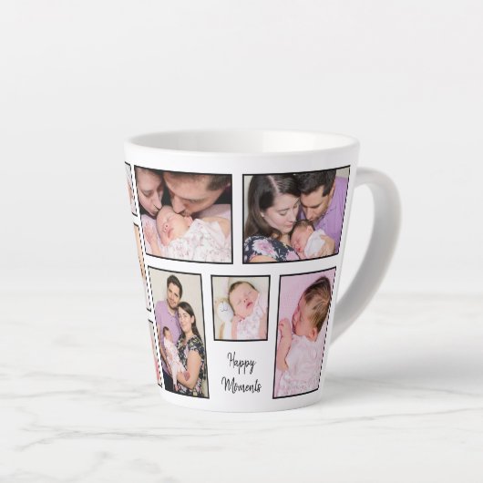 10 Photos Collageの引用文インスパイアタイポグラフィ カフェラテマグ (右アングル)