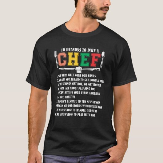 10 Reasons To Date A Chef Chief Cook Retro Culina Tシャツ (正面)