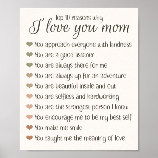 10 Reasons Why I Love You Mom Mother's Day Gift ポスター (正面)