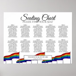 10 Table Gay Pride Wedding Rainbow Seating Chart ポスター