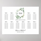 10 Table Monogram Wedding Guest Seating Chart ポスター (正面)
