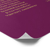 10 Table Wedding Seating Chart Magenta & Gold ポスター (角)