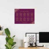10 Table Wedding Seating Chart Magenta & Gold ポスター (ホームオフィス)