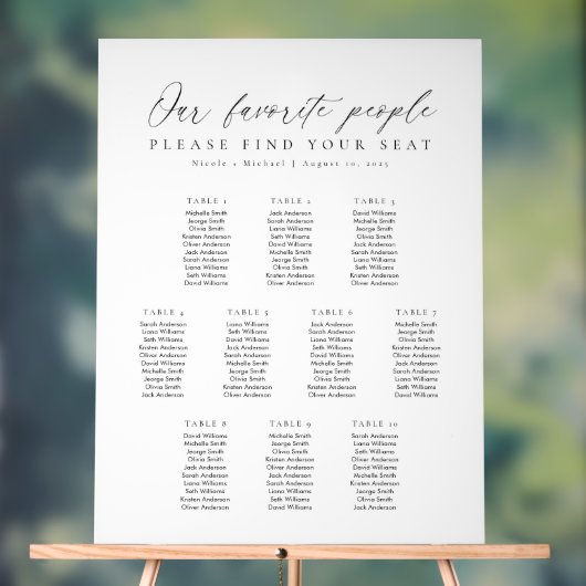 10 Tables Favorite People Acrylic Seating Chart アクリルサイン (ニュートラル)