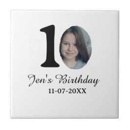 10 th birthday photo bold letter kids name date st タイル