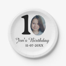 10 th birthday photo bold letter kids name date st