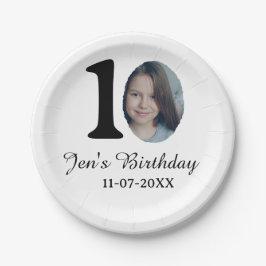 10 th birthday photo bold letter kids name date st ペーパープレート