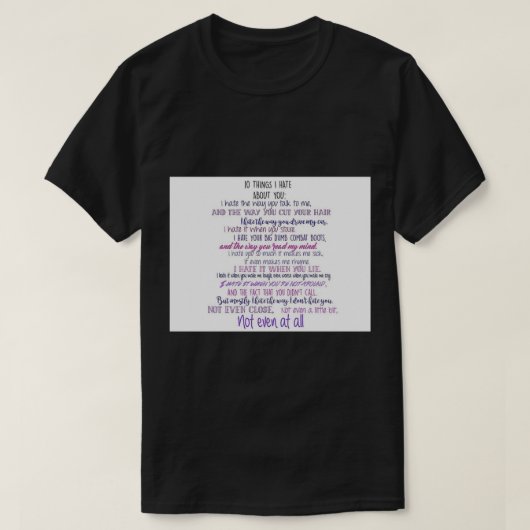 10 Things I Hate about You Sticker Tシャツ (デザイン正面)
