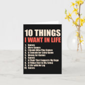 10 Things I Want In Life Games Cool Gamer Design 1 カード (黄色い花)