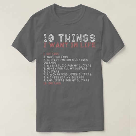 10 Things I Want In My Life s GUITARS Lovers Men P Tシャツ (デザイン正面)