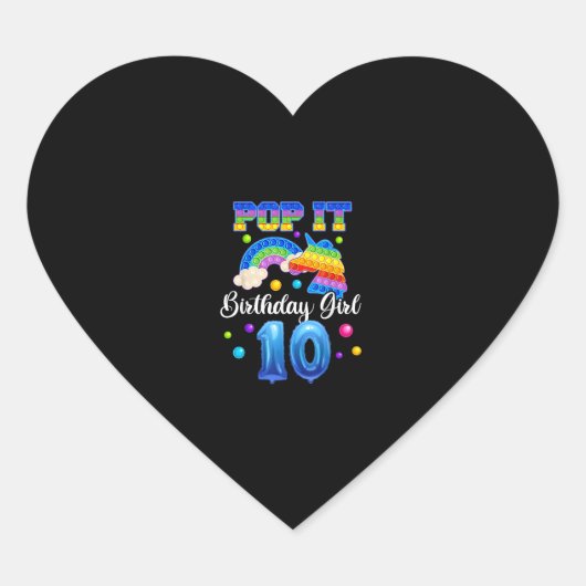 10 Unicorn誕生日シャツガールズポップ・アートの10th B ハートシール (正面)