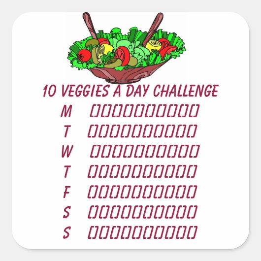 10 Veggies a Day Challengeプランナーシール スクエアシール (正面)