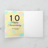 10 wedding anniversary yellow pastel name retro bo カード (内部)