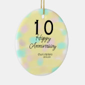 10 wedding anniversary yellow pastel name retro bo セラミックオーナメント (右)